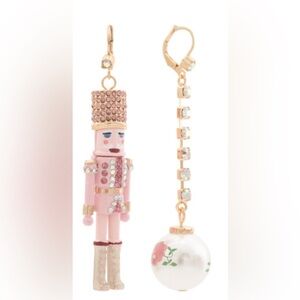 Pink Nutcracker and Pearl Drop Earrings